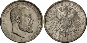 Sachsen-Coburg und Gotha: Alfred 1893-1900: 2 Mark 1895 A, Auflage nur 15.000 Ex., wunderschöner Stempelglanz.
