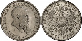 Sachsen-Meiningen: Georg II. 1866-1914: 2 Mark 1901 D, schönes Stempelglanzstück mit feinen Mängeln.