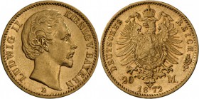 Bayern: Ludwig II., 1864-1886: 20 Mark 1872 D, sehr schön+.