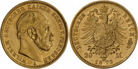 Preußen: Wilhelm I. (1861-1888), 20 Mark 1872 A, ss.