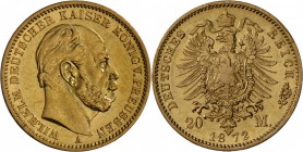 Preußen: Wilhelm I. (1861-1888), 20 Mark 1872 A, ss.