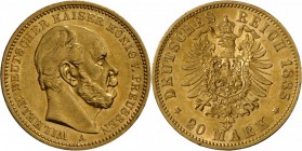 Preußen: Wilhelm I. 1861-1888: 20 Mark 1885 A, AKS 110, J. 246, sehr schön-vorzüglich.