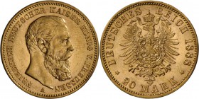 Preußen: Friedrich III., 1888: 2x 20 Mark 1888 A, Rf., ss und vz.