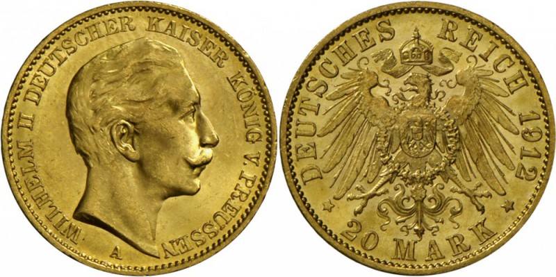 Preußen: Wilhelm II. (1888-1918), 20 Mark 1912 A, Jaeger 252, Kratzer auf Av, vo...