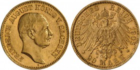 Sachsen: Friedrich August III., 1904-1918: 20 Mark 1905 E, winzige Rf., vz.
