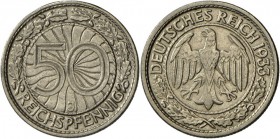 Weimarer Republik: 50 Reichspfennig 1933 J, ss