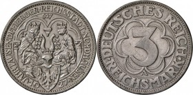 Weimarer Republik: 3 Reichsmark 1927 A, Nordhausen, vz..