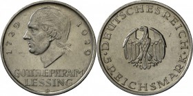 Weimarer Republik: 5 RM 1929 D, Lessing, J. 336, gutes sehr schön.
