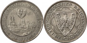 Weimarer Republik: 3 Reichsmark 1931 A, Brand von Magdeburg, Transportspuren sonst st.