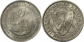 Weimarer Republik: 3 RM 1931 A, Magdeburg, J 347, kl. Kratzer auf Rs., sonst vorzüglich-Stempelglanz.