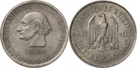 Weimarer Republik: 3 Reichsmark 1931 A, Freiherr vom Stein, Jaeger 348, Transportspuren sonst st.