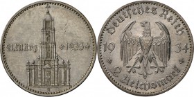 Drittes Reich: 2 Reichsmark 1934 A, in Ausnahmeerhaltung, st-.