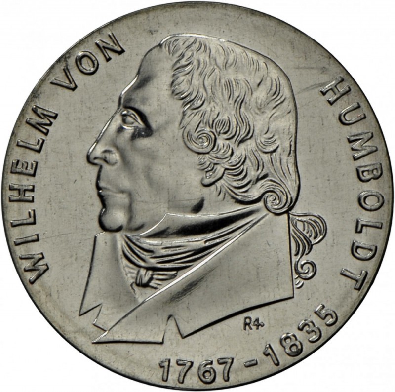 DDR: EINSEITIGER Aluminium-Abschlag: 20 MARK 1967 Humboldt, Auflage nur 400 Ex.,...