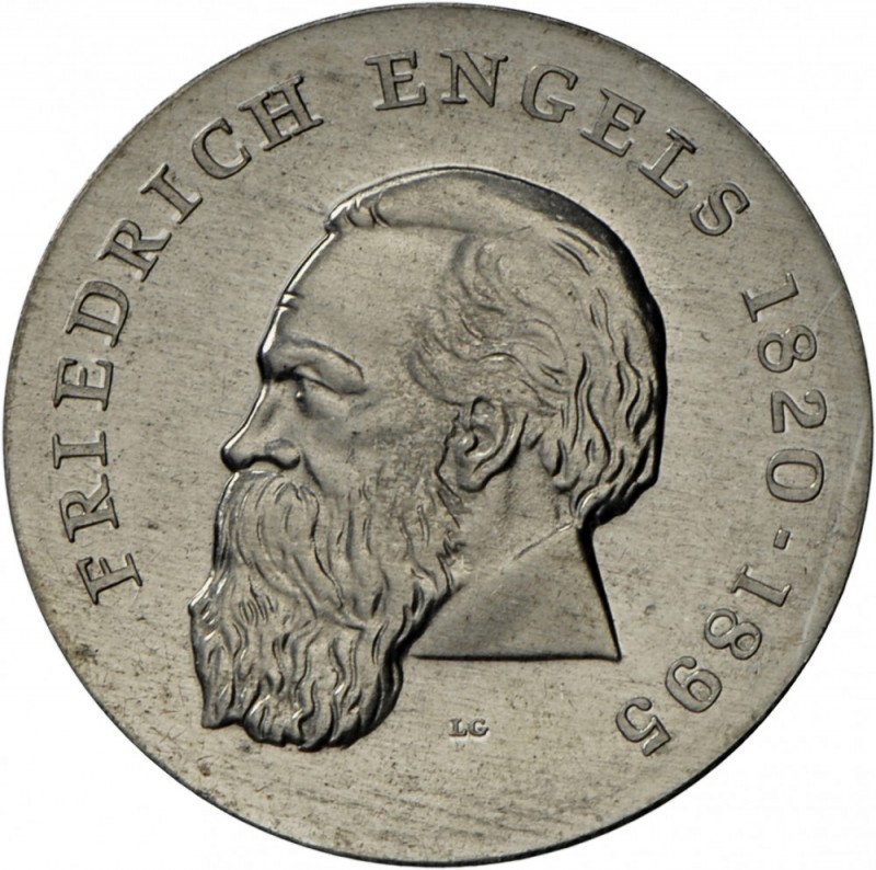 DDR: EINSEITIGER Aluminium-Abschlag: 20 MARK 1970 Engels, Auflage nur 330 Ex., s...