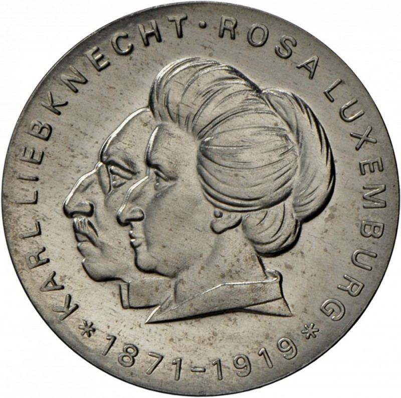 DDR: EINSEITIGER Aluminium-Abschlag: 20 MARK 1971 Luxemburg, Auflage nur 410 Ex....