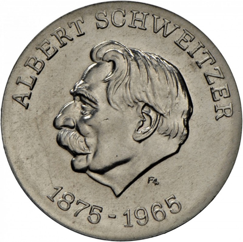 DDR: EINSEITIGER Aluminium-Abschlag: 10 MARK 1975 Schweitzer, mit Randstab, Aufl...
