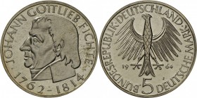 Bundesrepublik Deutschland 1948-2001: FICHTE, 5 DM 1964, min. Patinaansatz, PP.