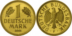 Bundesrepublik Deutschland 1948-2001 - Goldmünzen: 2x Goldmark 2001, beide F, in Originalkapsel, Stempelglanz.