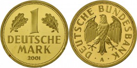 Bundesrepublik Deutschland 1948-2001 - Goldmünzen: Lot 2 Münzen: 1 Goldmark 2001 A in Kapsel, dazu Australien 15 $ 1999 Kanguru, 1/10 Unze Feingold in...