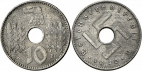 REICHSKREDITKASSEN-Prägungen: 13x 5 Reichspfennig 1940 A, und 11x 10 Reichspfennig 1940 A, teils Korrosionsspuren, ss-vz