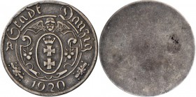 DANZIG, Große Rarität: einseitiger Abschlag in Silber anstatt in Zink, nur 27 geprägte Stücke wurden für die beteiligten der Münzprägung hergestellt !...