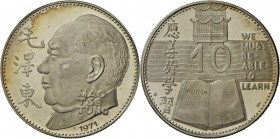 China, Mao Tse Tung: 2 Exemplare Silbermedaille (925er) 1971, auf die Kulturrevolution, Kopf Moa Tse Tungs nach links / Pagode hinter augeschlagenen B...