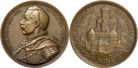 Brandenburg-Preussen: Wilhelm II. 1888-1918, Bronzemedaille 1908, von W. Haverkamp, auf die Wiederherstellung und Einweihung der Hohkönigsburg im Elsa...