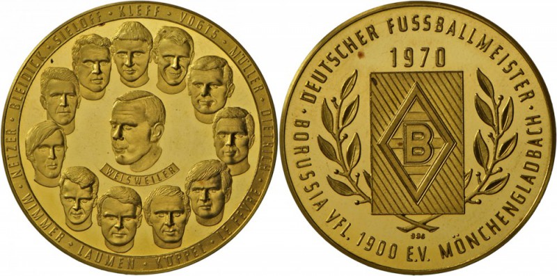 MÖNCHENGLADBACH: Goldmedaille Deutscher Fußballmeister 1970, mit Mannschaftsaufs...