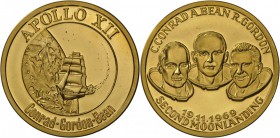 6 Goldmedaillen: 2x Apollo 12, Mondlandung 1969, München, gesamt 34.5g Feingold, alle vz-PP, sowie 2 Kaiserreichsmedaillen Preussen und Hamburg (brutt...