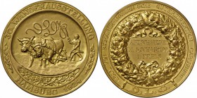 HAMBURG: vergoldete Bronzemedaille 1924, Preismedaille, 1. Preis der DLG- Deutsche Lebensmittel-Gesellschaft für ” SCHWEINE” bei der 30. Wanderausstel...
