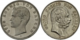 Umlaufmünzen 2 Mark bis 5 Mark: Lot gut 60 Münzen, davon 5x 20 Pfg. 1875/6, 2-5 RM Baden (9), Bayern (7), Hamburg (4), Mecklenburg-Schwerin (1), Preus...