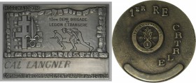 Frankreich: Legion Etrangere (Fremdenlegion), Versilberte Bronzeplakette o. J. der 13. Halbbrigade (13° DBLE), 100 x 70 mm, verliehen an Cal Langner /...