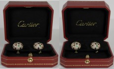 CARTIER: Ohrringe Bagheera, Referenz : N8000400 mit Yellow Gold Diamonds 5,10 OJ/YG, Sapphires 0.83, Rubies 0,76 and Emeralds 0,51 in Cartier Schmucks...