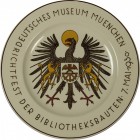 Erinnerungsteller auf das Richtfest der Bibliotheksbauten des Deutschen Museums in München am 07.05.1930, Wappen mit Umschrift, Durchmesser ca. 28 cm,...