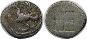 Griechische Münzen, THRACIA. ABDERA. Drachme nach 480 v. Chr. (?), Vs: Greif nach links sitzend vor ihm // // Σ I, Rs: Flaches viergeteiltes Incusum. ...