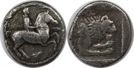 Griechische Münzen, MACEDONIA. Perdikkas II., 451 - 413 v.Chr. Tetrobol (2.03g). ca. 443 - 438 v. Chr. Vs.: Reiter mit Kausia und zwei Speeren n. r. R...