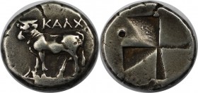 Griechische Münzen, BITHYNIEN. KALCHEDON. Drachme (5.30g). ca. 340 - 320 v. Chr. Vs.: ΚΑΛΧ, n. l. stehender Stier auf Getreideähre. Rs.: Viergeteiltes...