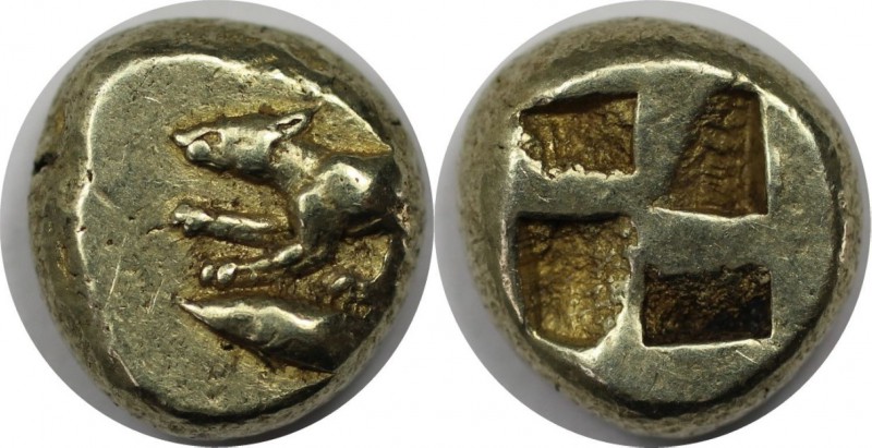Griechische Münzen, MYSIA. Kyzikos EL Hekte, circa 500-475 v. Chr. Hound nach li...