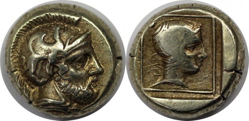 Griechische Münzen, LESBOS, Mytilene. EL Hekte, circa 412 - 378 v. Chr. Kopf der...