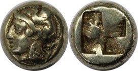 Griechische Münzen, IONIA, Phokaia. EL Hekte, circa 478-387 v. Chr. Athena links, tragen Crested Attic Helm / Quadripartite incuse quadratisch. (2,52 ...