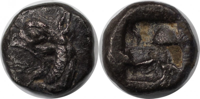 Griechische Münzen, IONIA, Phokaia. Circa 521-478 v. Chr. AR Diobol, Kopf des Gr...