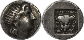 Griechische Münzen, CARIA. INSELN VOR KARIEN. RHODOS. Drachme (2.90g.). Ca. 188 - 170 v. Chr. Vs: Kopf des Helios mit Strahlenkrone rechts. Rs: Rose m...