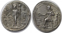 Griechische Münzen, CILICIA. NAGIDOS. AR-Stater 370 / 365 v. Chr, Aphrodite sitzt l. mit Patera, dahinter Eros, davor Altar // Dionysos steht l. mit R...