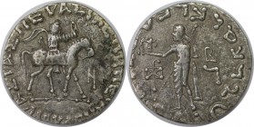 Griechische Münzen, INDO - SKYTHEN. Azes II., 35 v. Chr. - 10 n. Chr. AR-indische Tetradrachme. Silber. 9.06 g. Sehr schön