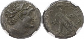 Griechische Münzen, AEGYPTUS. Ptolemäus XII. Neos Dionysos, 80-51 v. Chr. AR Tetradrachme, Jahr 1 (ca. 81/0 v. Chr.), Diadem-Kopf von Ptolemaios I., n...