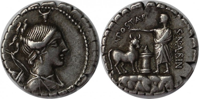 Römische Münzen, MÜNZEN DER RÖMISCHEN REPUBLIK. AR-Denar (Serratus) 81 v. Chr., ...