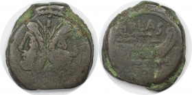 Römische Münzen, MÜNZEN DER RÖMISCHEN REPUBLIK NACH 211 V. CHR. P. Cornelius P.f. Blasio, 169 - 158 v. Chr. AE As (25,74g). Mzst. Rom. Vs.: Bärtiger J...