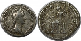 Römische Münzen, MÜNZEN DER RÖMISCHEN KAISERZEIT. Sabina, 119(?) - 136/137 n. Chr. Denar (3,22g). Mzst. Rom. Vs.: SABINA AVGVSTA HADRIANI AVG P P, dra...
