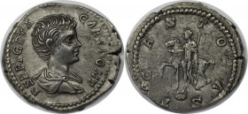 Römische Münzen, MÜNZEN DER RÖMISCHEN KAISERZEIT. Geta Caesar (198 - 209). Denar (3,54g), 200 - 202 n. Chr. Mzst. Rom. Av.: P SEPT GETA CAES PONT, Büs...