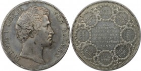 Altdeutsche Münzen und Medaillen, BAYERN / BAVARIA. Ludwig I. (1825-1848). Einteilung des Königreiches. Geschichtsdoppeltaler 1838, Silber. AKS 99. Fa...